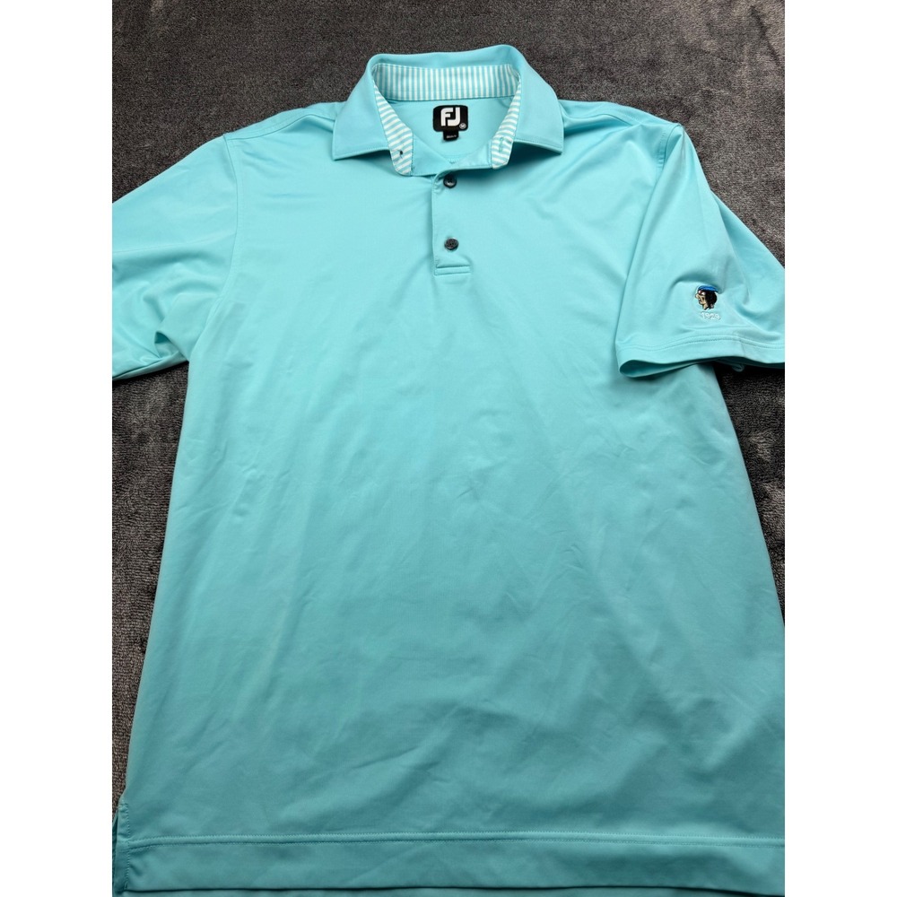 FootJoy FJ ProDry Mens Medium Blue Short Sleeve Golf Polo Shirt 1929 Logo